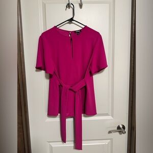 Express Pink Tie Front Flutter Sleeve Blouse Size M